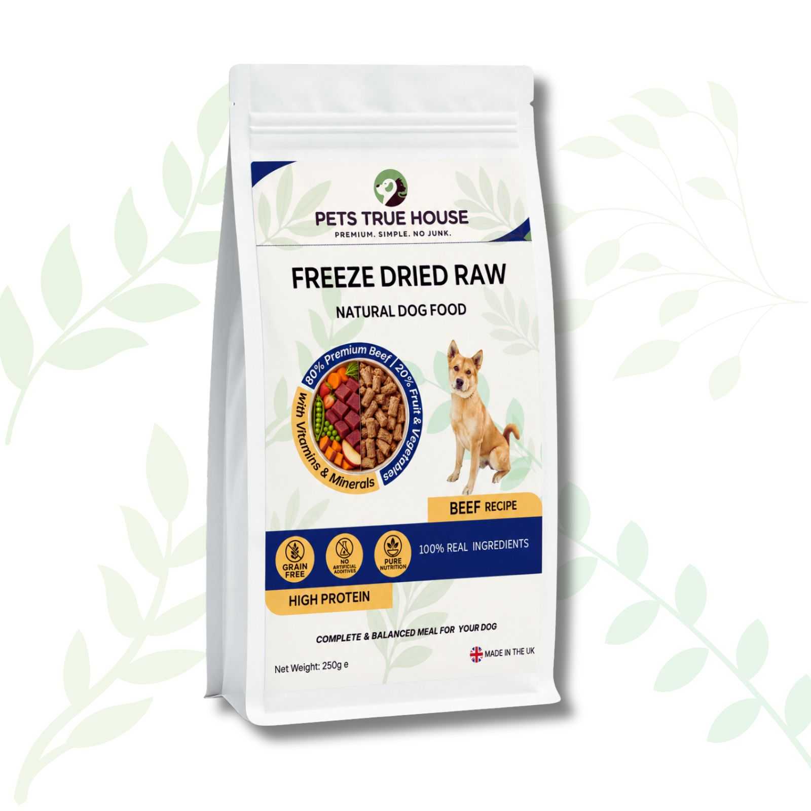 Freeze-Dried Raw Beef Adult Dog Food – 80% Beef, Grain-Free Complete Recipe