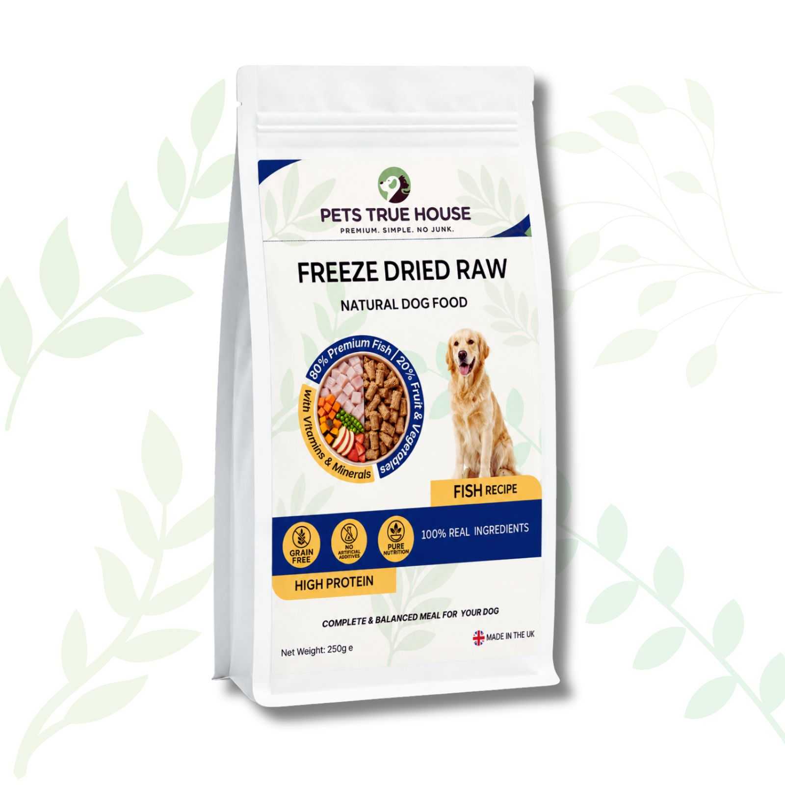 Freeze-Dried Raw Fish Adult Dog Food – 80% Fish Recipe, Grain-Free