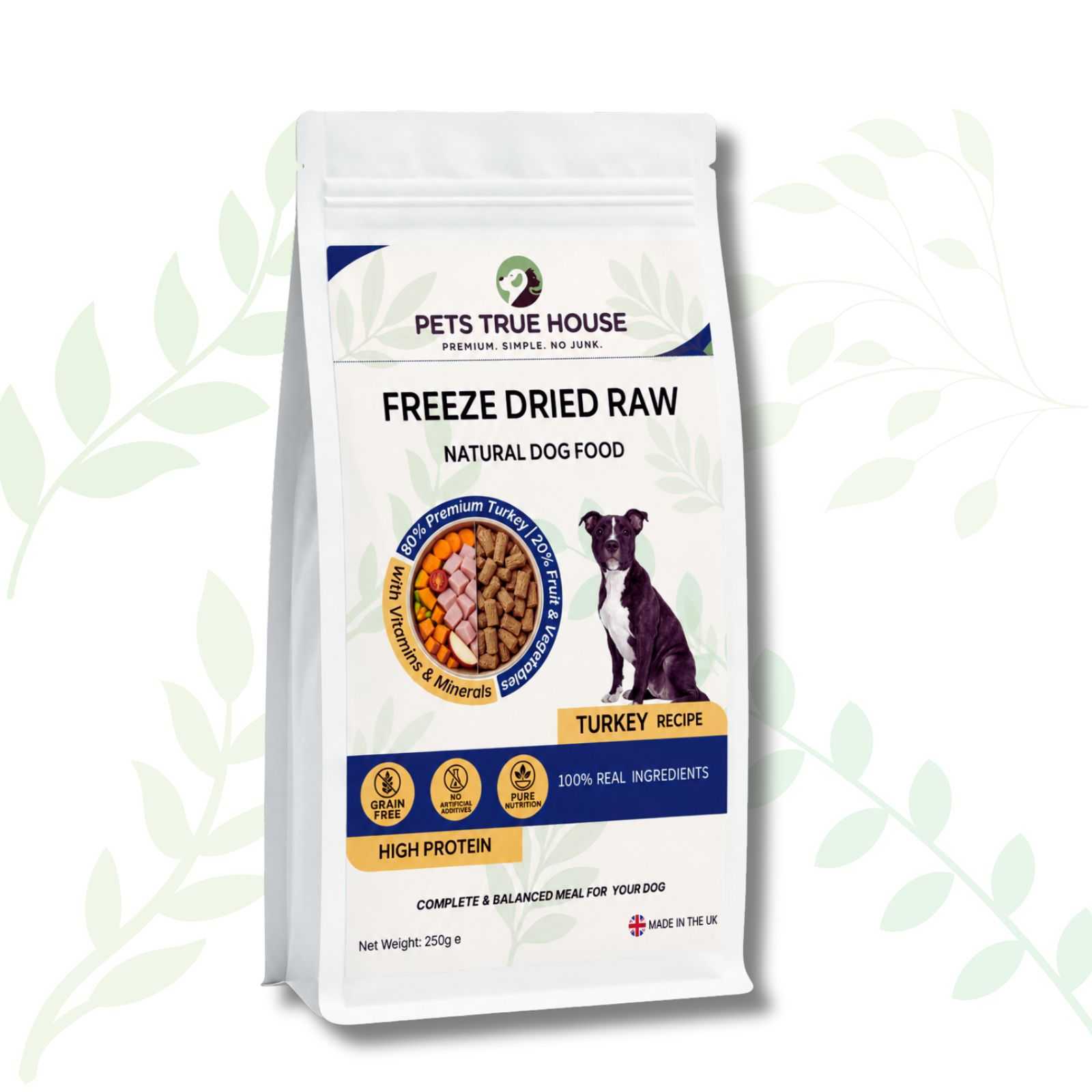 Freeze-Dried Raw Turkey Adult Dog Food – 80% Turkey, Grain-Free Complete Recipe